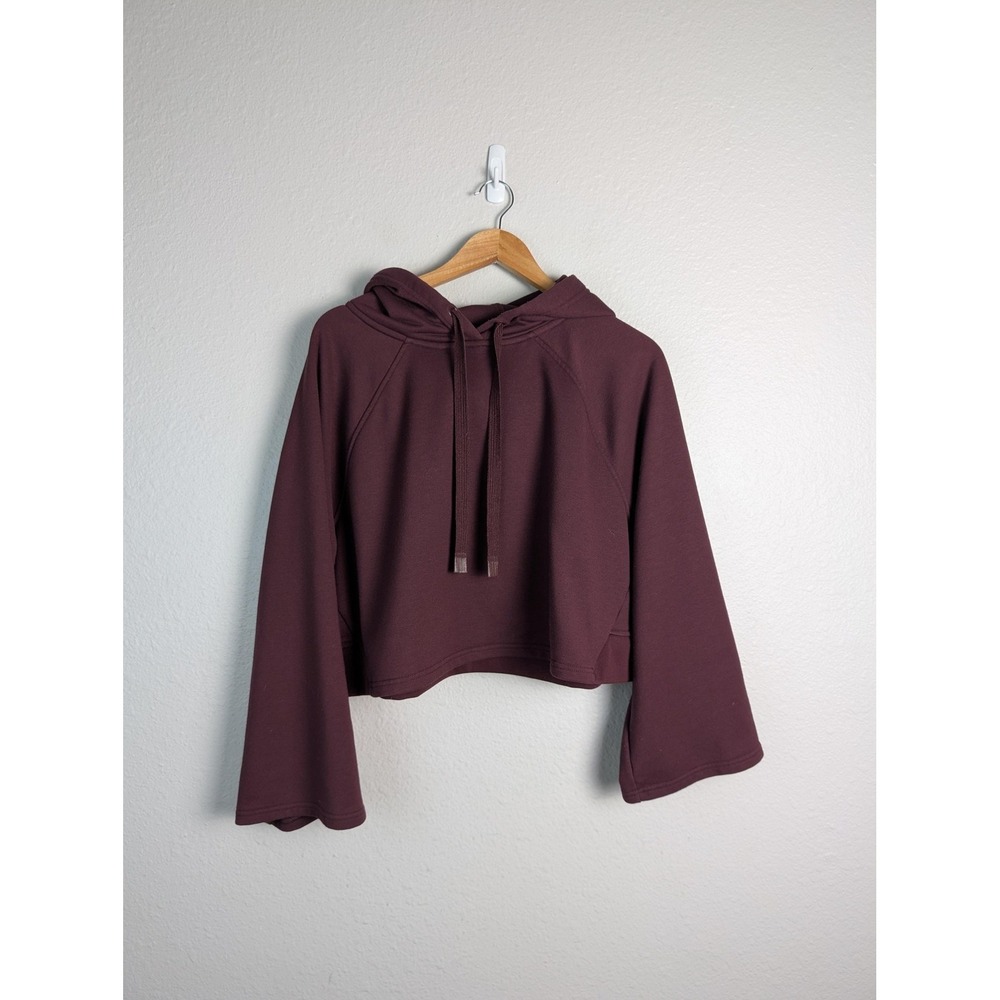 Athleta Pullover Hoodie Womens M‎ Purple Lightweight Fleece Hooded Raglan